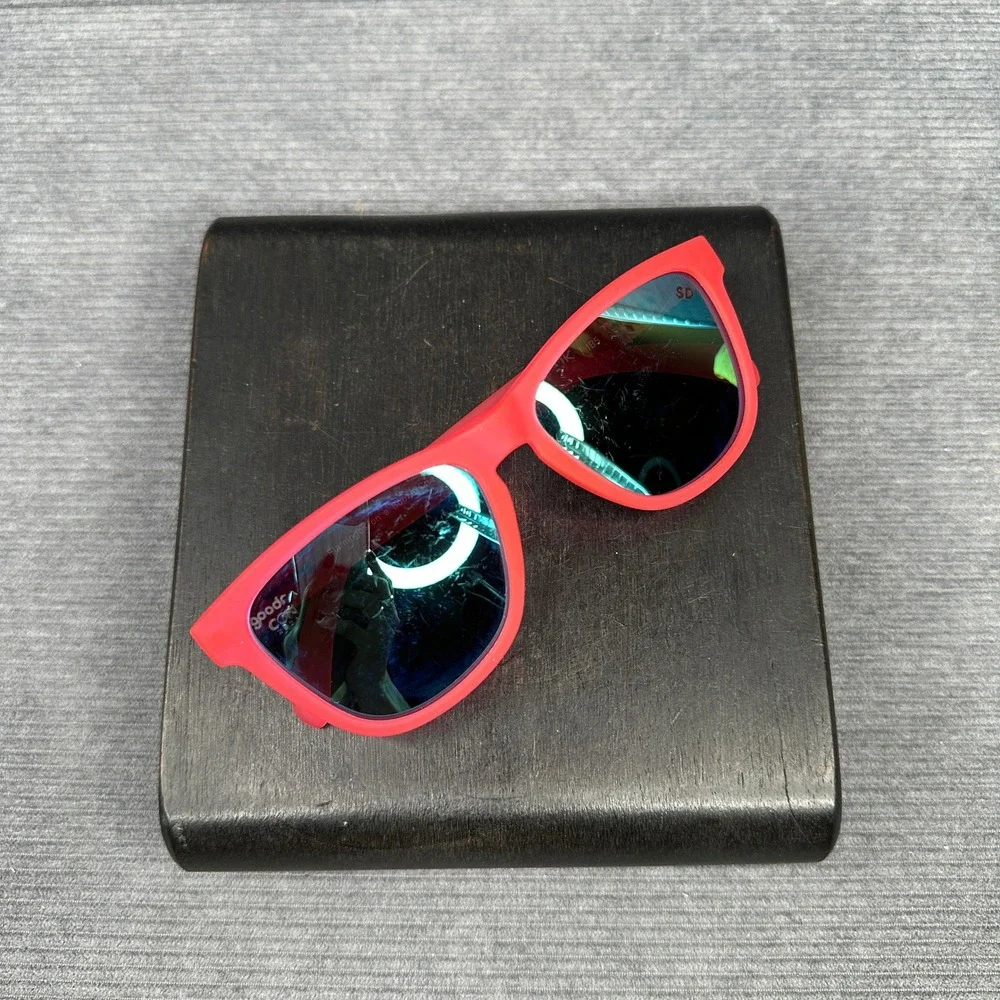 Goodr Flamingos on a Booze Cruise Sunglasses Matte Pink Blue Mirrored Polarized